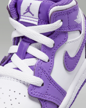 Load image into Gallery viewer, Nike Kid&#39;s Jordan 1 Mid TD Shoes - Purple Venom / White
