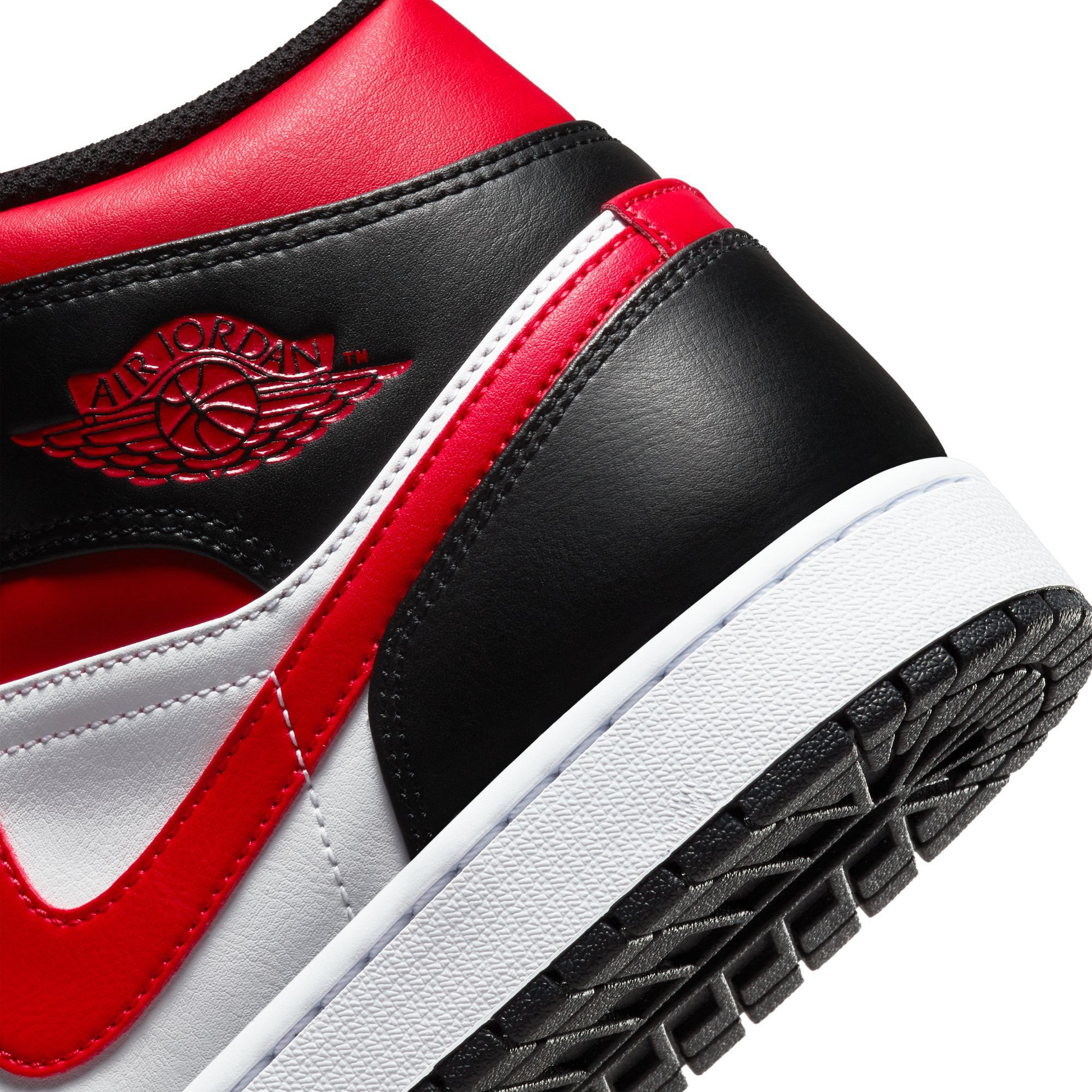 Nike Men's Air Jordan 1 Mid Shoes - Black / Fire Red / White Nike Men's Air Jordan 1 Mid Shoes - Black / Fire Red / White