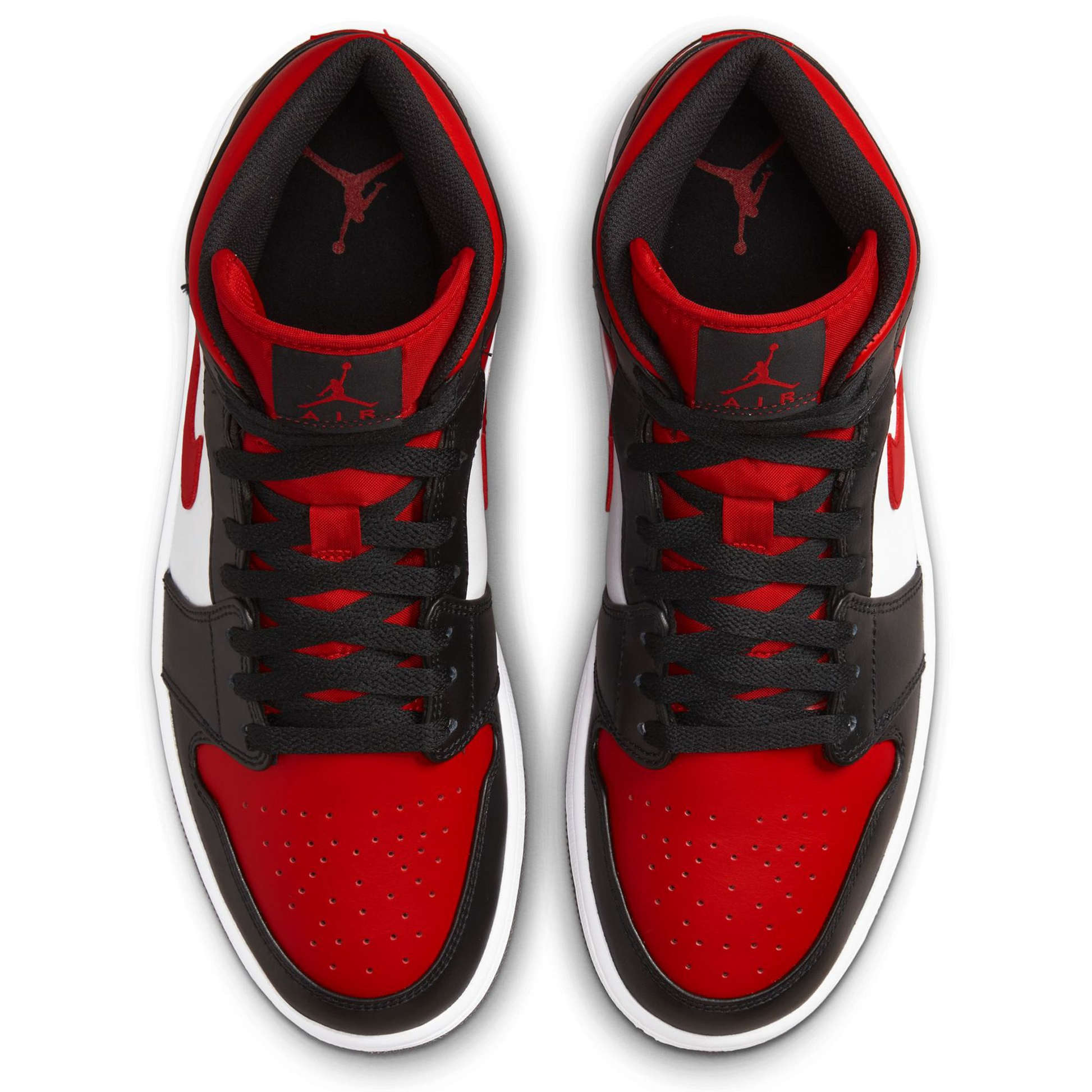 Nike Men's Air Jordan 1 Mid Shoes - Black / Fire Red / White Nike Men's Air Jordan 1 Mid Shoes - Black / Fire Red / White