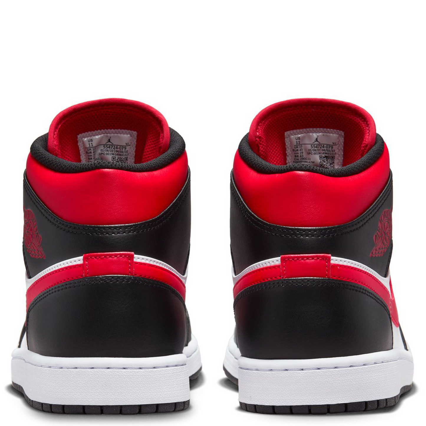 Nike Men's Air Jordan 1 Mid Shoes - Black / Fire Red / White