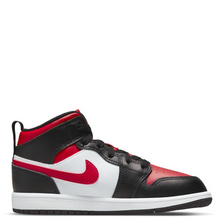 Load image into Gallery viewer, Nike Kid&#39;s Jordan 1 Mid Shoes - Black / Fire Red / White
