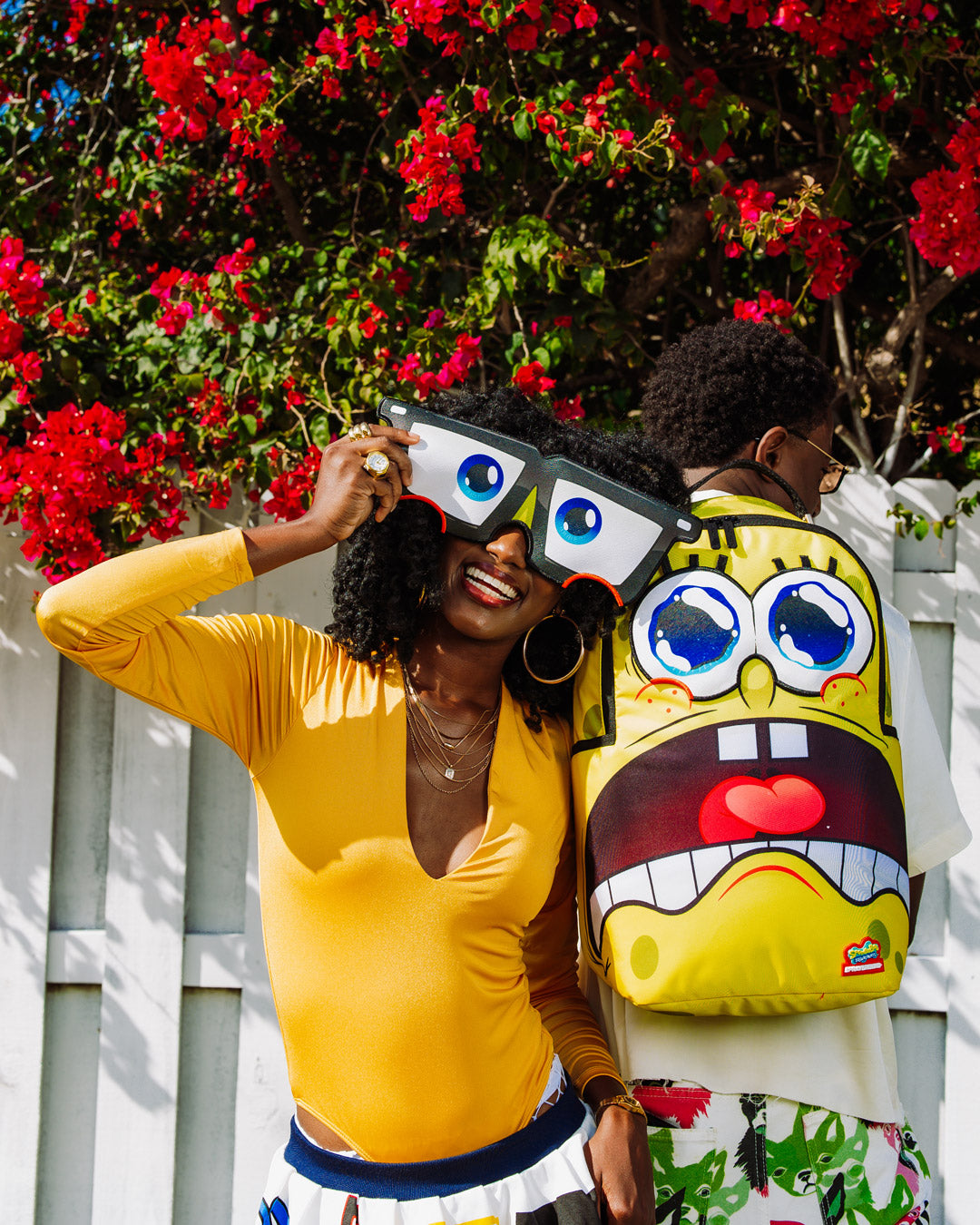Sprayground Spongebob Eye Pop Removable Eyes Backpack - Yellow / Red - Shopsportive