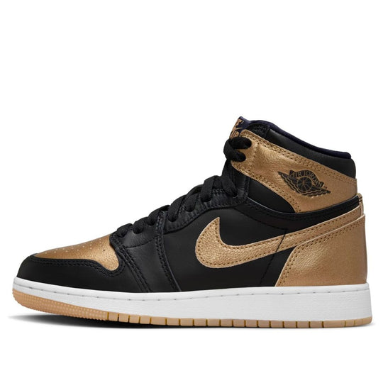 Nike Kid's Air Jordan 1 Retro High OG Shoes - Black / Metallic Gold