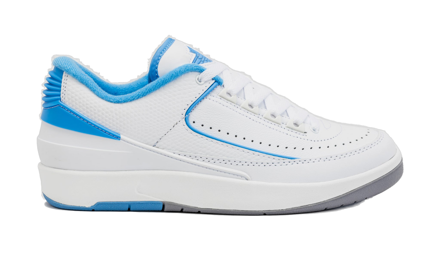 Nike Kids' Jordan 2 Retro Low Unc Shoes - White / University Blue / Cement Grey - Shopsportive