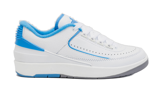 Nike Kids' Jordan 2 Retro Low Unc Shoes - White / University Blue / Cement Grey - Shopsportive