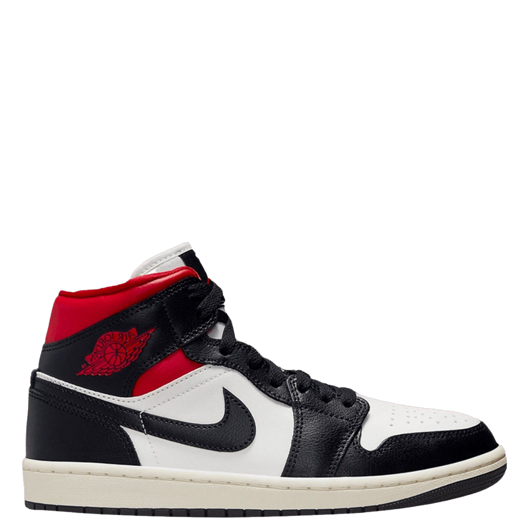 Nike Women's Air Jordan 1 Mid Shoes - Black / Gym Red / Sail / White - Shopsportive