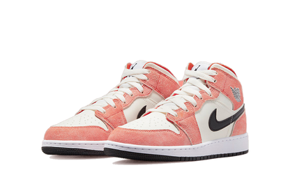 Nike Kids' Air Jordan 1 Mid Se Shoes - Team Orange / Black / Sail / White / Iron Grey - Shopsportive