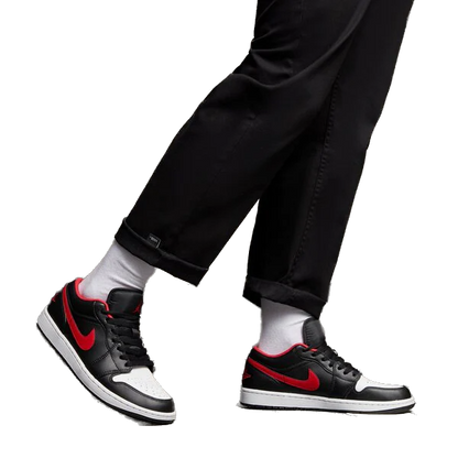 Nike Men's Air Jordan 1 Low Shoes - Black / Fire Red / White - Shopsportive
