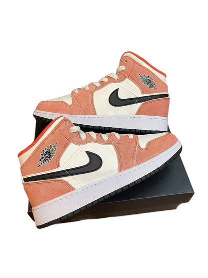 Nike Kids' Air Jordan 1 Mid Se Shoes - Team Orange / Black / Sail / White / Iron Grey - Shopsportive