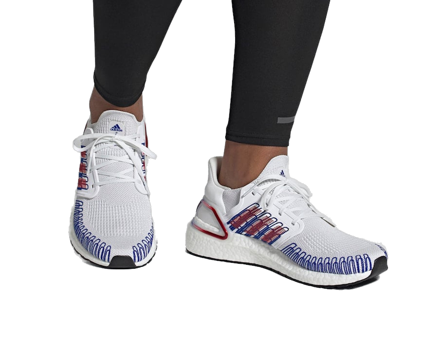 Adidas Men's Ultra Boost 20 Shoes - White / Scarlet / Team Royal Blue