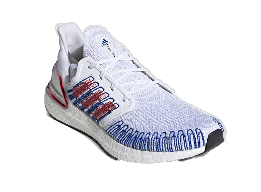 Adidas Men's Ultra Boost 20 Shoes - White / Scarlet / Team Royal Blue