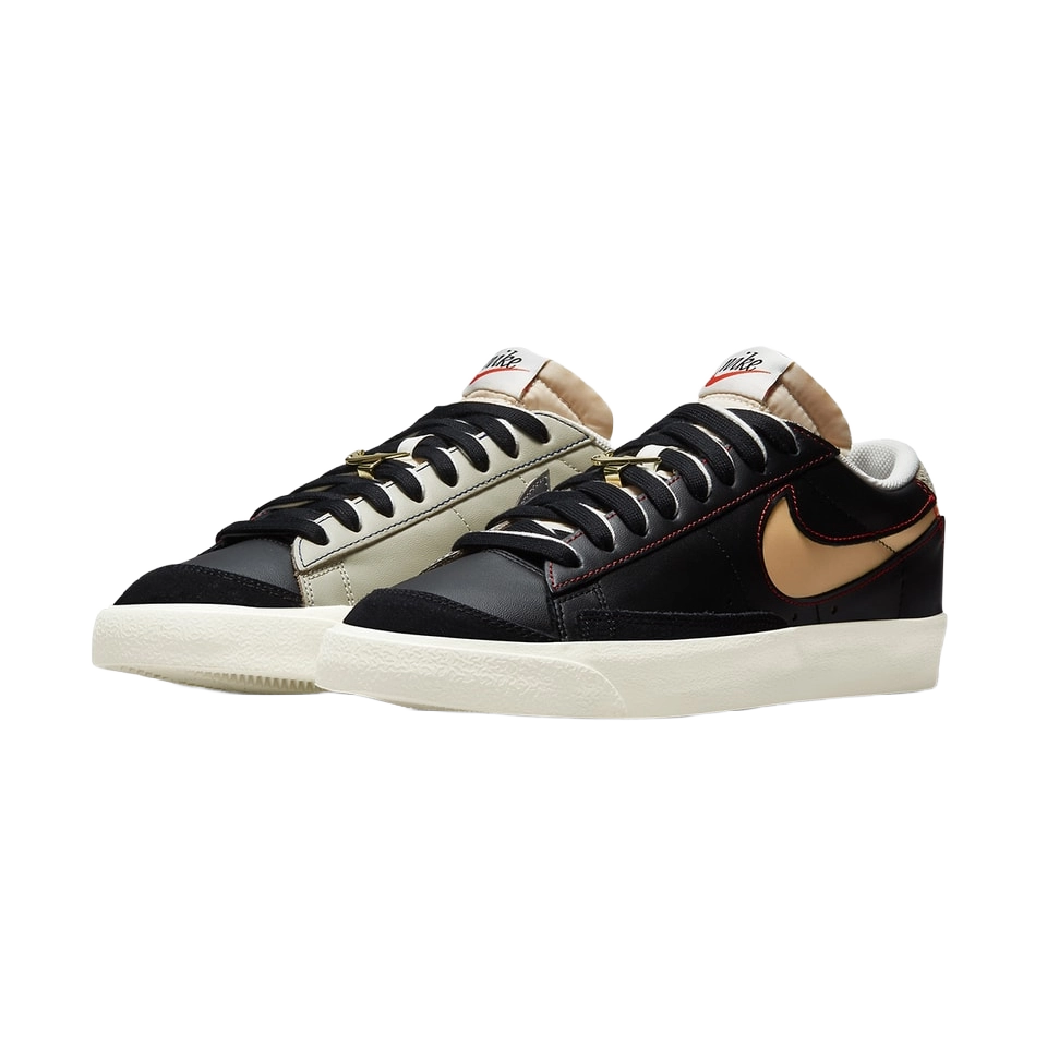 Nike Men's Blazer Low '77 Premium 'Removable Swoosh' Shoes - Black / Deep Royal Blue / Light Stone / Natural - Shopsportive