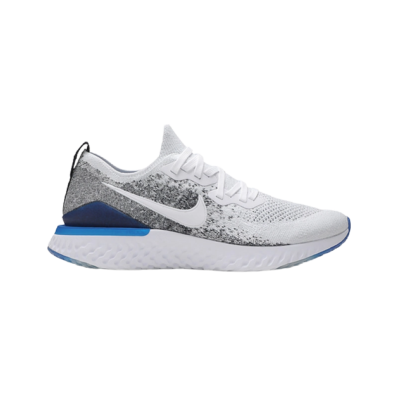 Nike Men's Epic React Flyknit 2 Shoes - White / Black / Racer Blue - Shopsportive