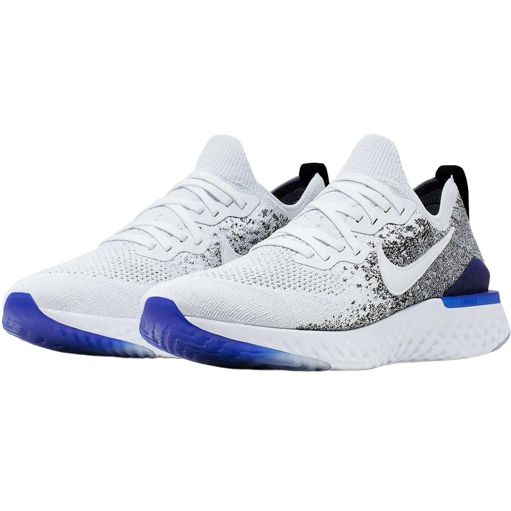 Nike Men's Epic React Flyknit 2 Shoes - White / Black / Racer Blue - Shopsportive