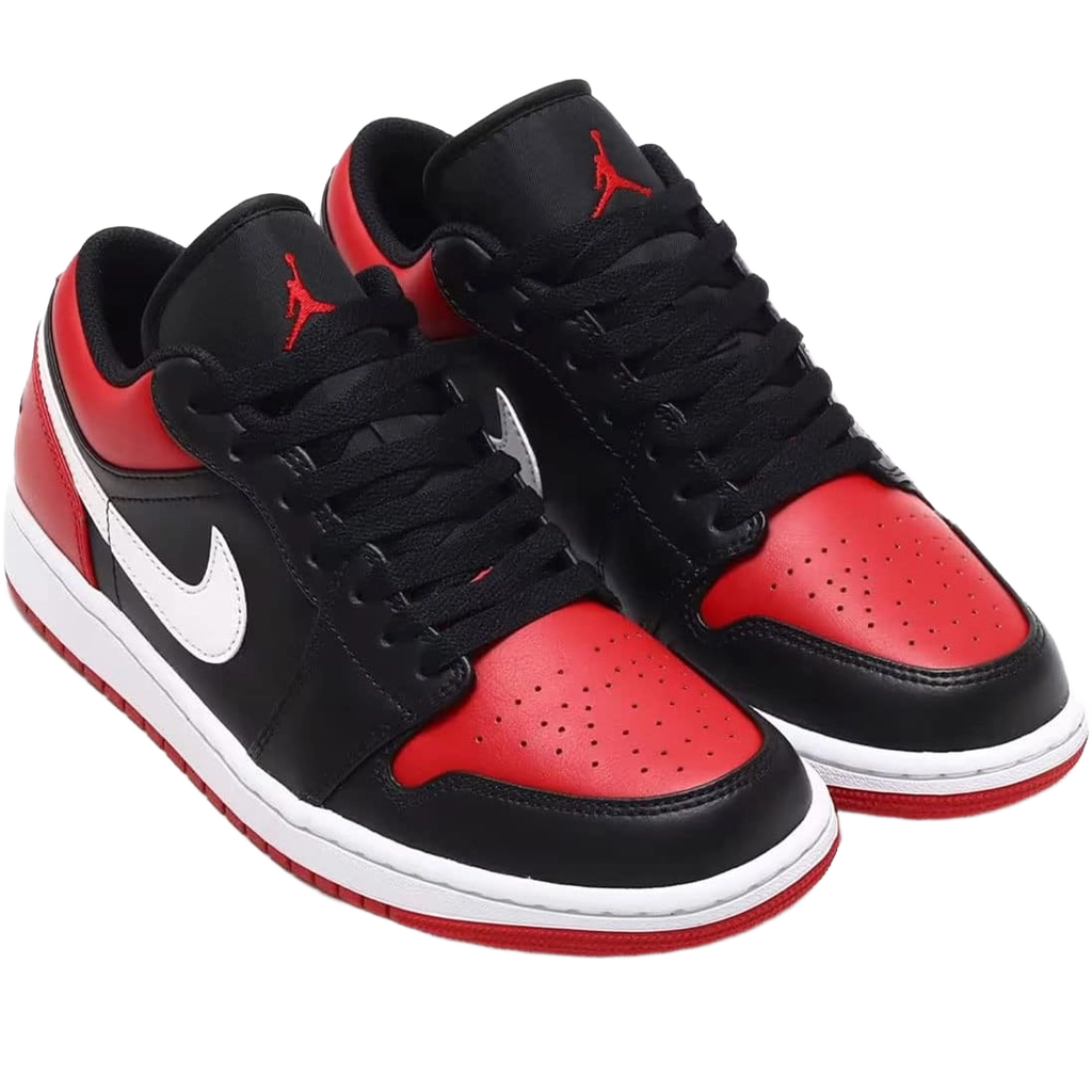 Nike Men's Air Jordan 1 Low Alternate Bred Toe Shoes - Black / Gym Red / White - Shopsportive