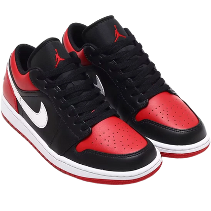 Nike Men's Air Jordan 1 Low Alternate Bred Toe Shoes - Black / Gym Red / White - Shopsportive
