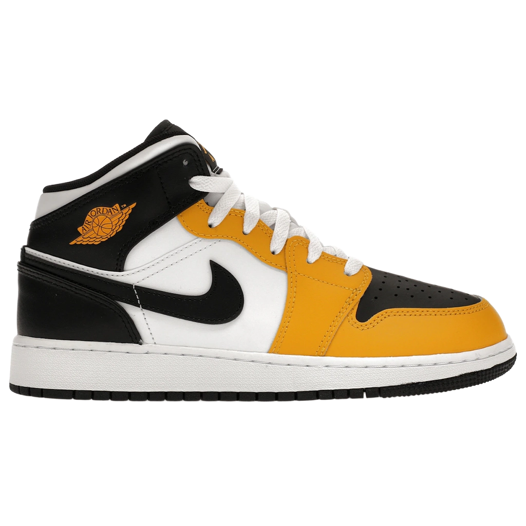 Nike Kids' Air Jordan 1 Mid Shoes - Yellow Ochre / Black / White - Shopsportive