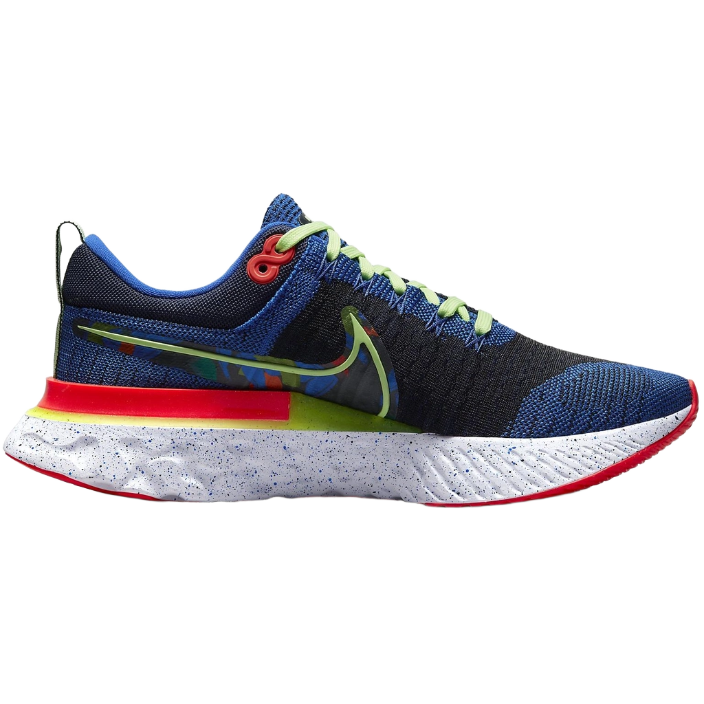 Nike Men's React Infinity Run Flyknit 2 Shoes - Obsidian / Racer Blue / Lime Glow / Bright Crimson - Shopsportive
