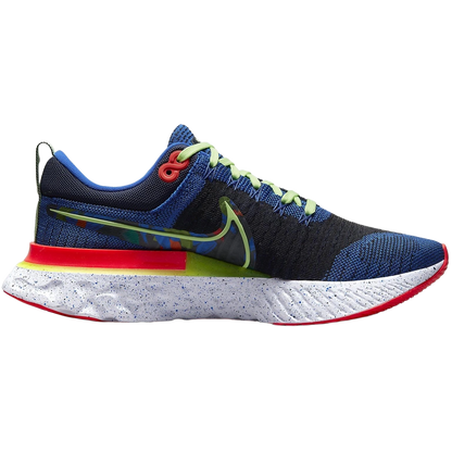 Nike Men's React Infinity Run Flyknit 2 Shoes - Obsidian / Racer Blue / Lime Glow / Bright Crimson - Shopsportive
