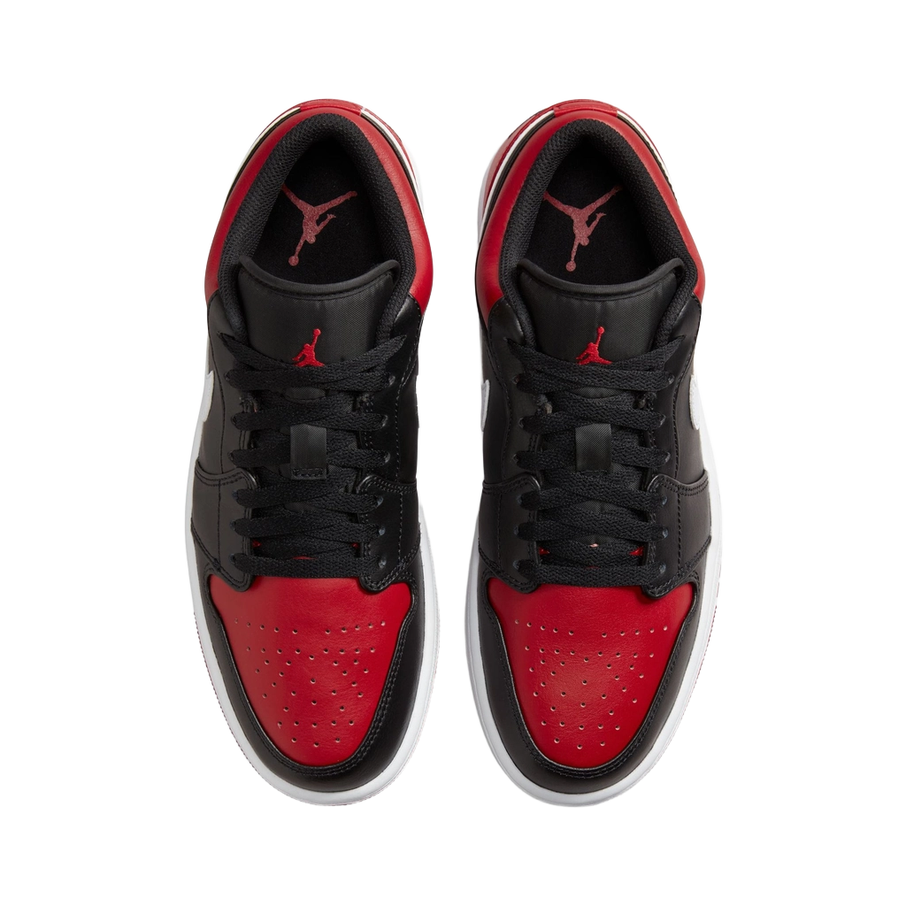Nike Men's Air Jordan 1 Low Alternate Bred Toe Shoes - Black / Gym Red / White - Shopsportive