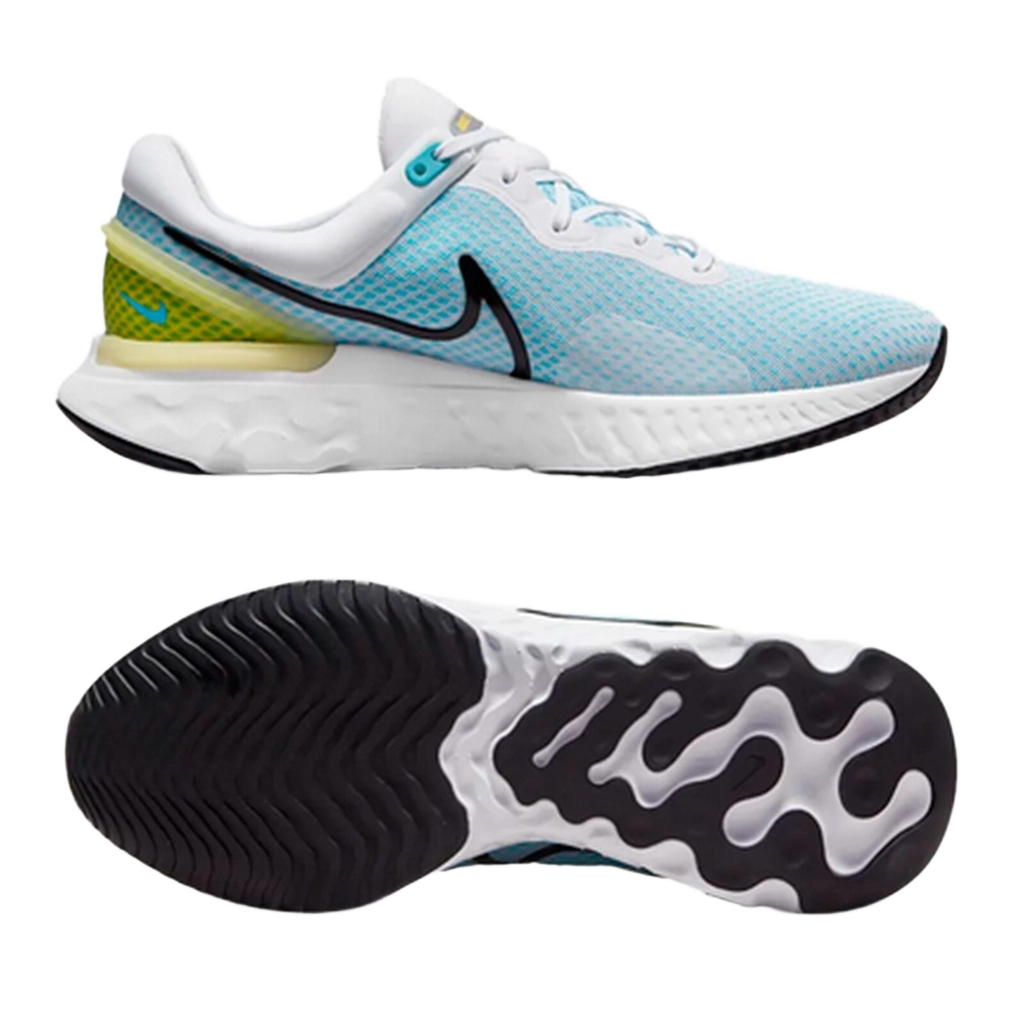 Nike Men's React Miler 3 Shoes - White / Chlorine Blue / Vivid Sulfur - Shopsportive