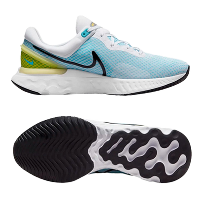 Nike Men's React Miler 3 Shoes - White / Chlorine Blue / Vivid Sulfur - Shopsportive