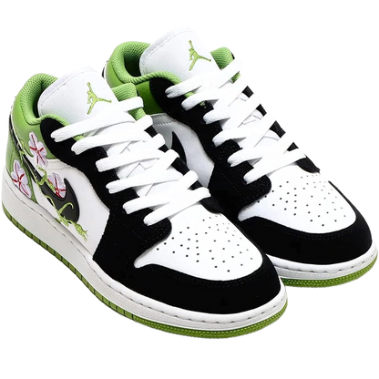 Nike Kids' Jordan 1 Low Se Floral Vines Shoes - White / Black / Altitude Green / Lavender Mist / Vivid Green / Gym Red - Shopsportive