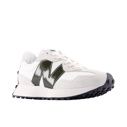 New Balance Women's 327 Shoes - White / Dark Green - Shopsportive
