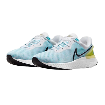 Nike Men's React Miler 3 Shoes - White / Chlorine Blue / Vivid Sulfur - Shopsportive