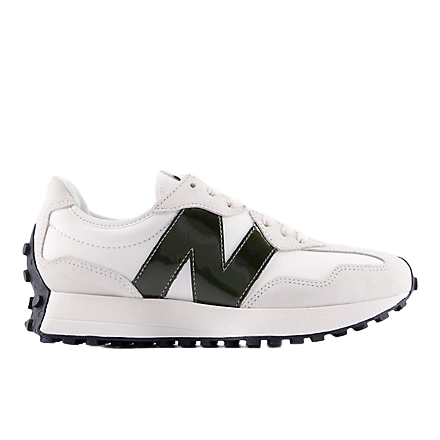 New Balance Women's 327 Shoes - White / Dark Green - Shopsportive
