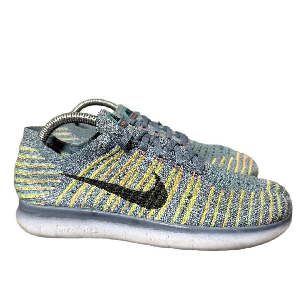 Nike Women's Free Rn Flyknit Shoes - Ocean Fog / Bright Mango / Black - Shopsportive