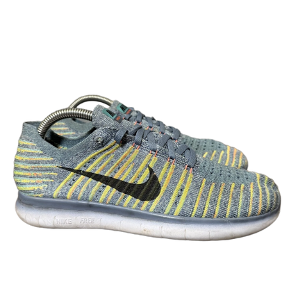 Nike Women's Free Rn Flyknit Shoes - Ocean Fog / Bright Mango / Black - Shopsportive