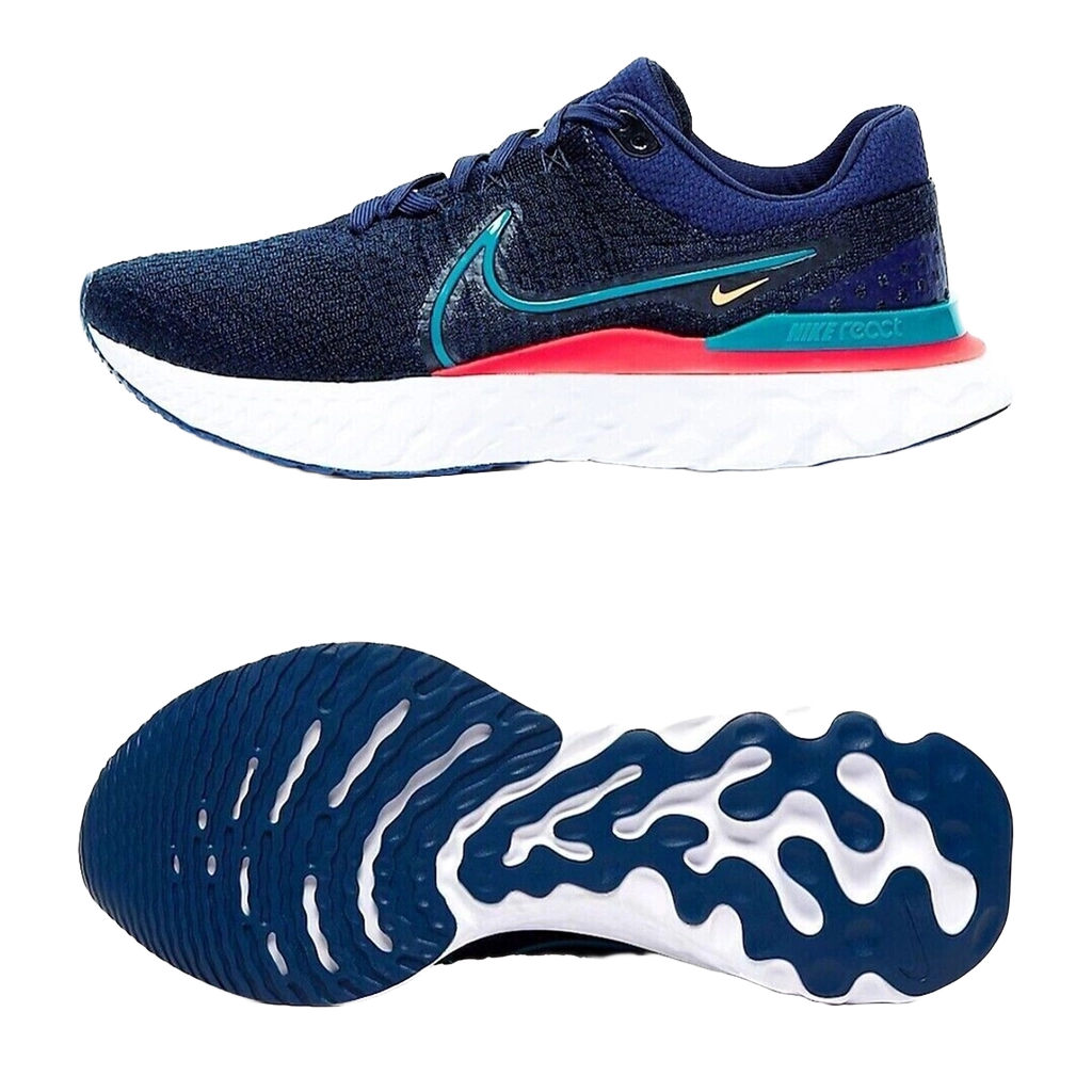 Nike Men's React Infinity Run Flyknit 3 Shoes - Obsidian / White / Light Crimson / Bright Spruce - Shopsportive
