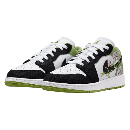 Nike Kids' Jordan 1 Low Se Floral Vines Shoes - White / Black / Altitude Green / Lavender Mist / Vivid Green / Gym Red - Shopsportive