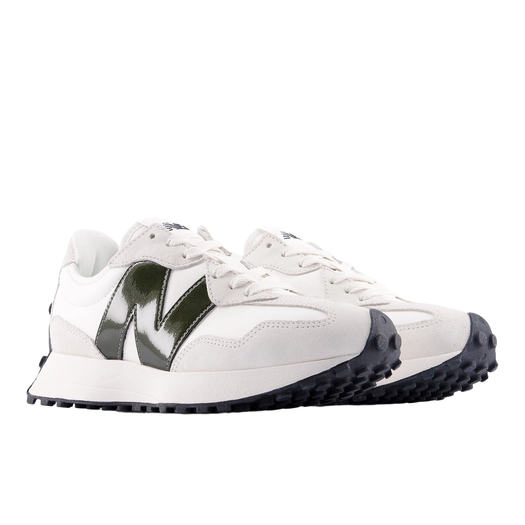 New Balance Women's 327 Shoes - White / Dark Green - Shopsportive