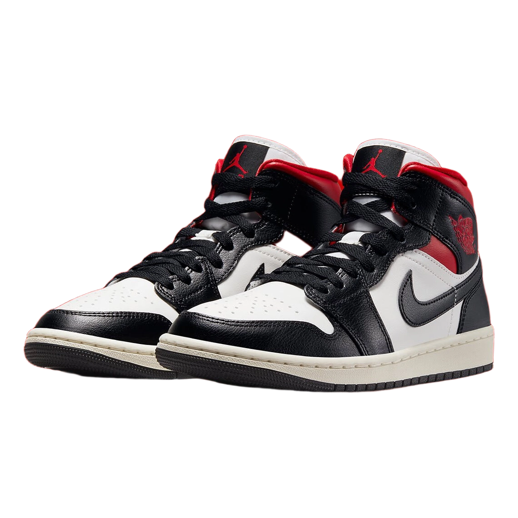 Nike Women's Air Jordan 1 Mid Shoes - Black / Gym Red / Sail / White - Shopsportive