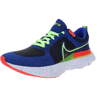Nike Men's React Infinity Run Flyknit 2 Shoes - Obsidian / Racer Blue / Lime Glow / Bright Crimson - Shopsportive