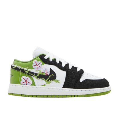 Nike Kids' Jordan 1 Low Se Floral Vines Shoes - White / Black / Altitude Green / Lavender Mist / Vivid Green / Gym Red - Shopsportive