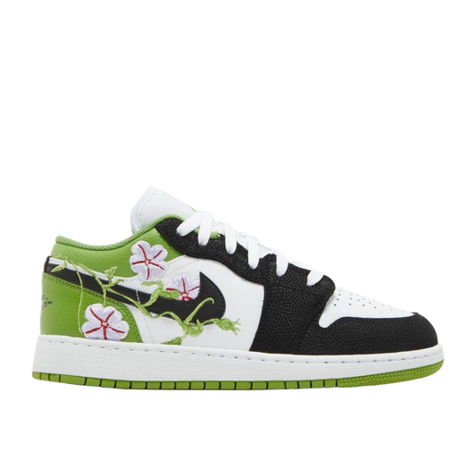 Nike Kids' Jordan 1 Low Se Floral Vines Shoes - White / Black / Altitude Green / Lavender Mist / Vivid Green / Gym Red - Shopsportive