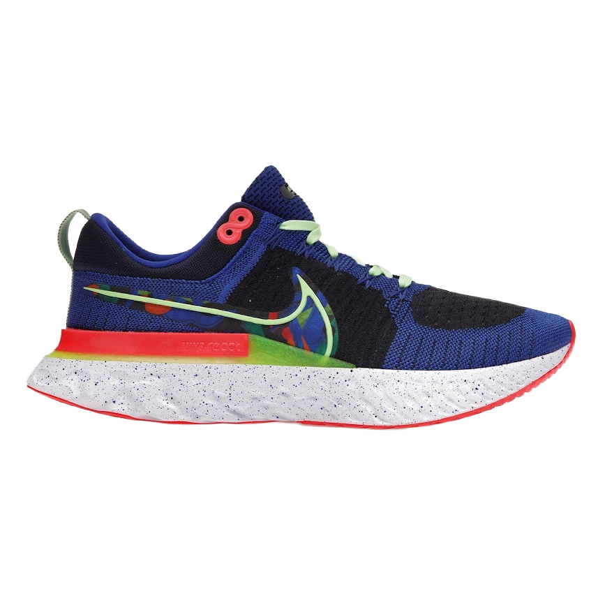 Nike Men's React Infinity Run Flyknit 2 Shoes - Obsidian / Racer Blue / Lime Glow / Bright Crimson - Shopsportive