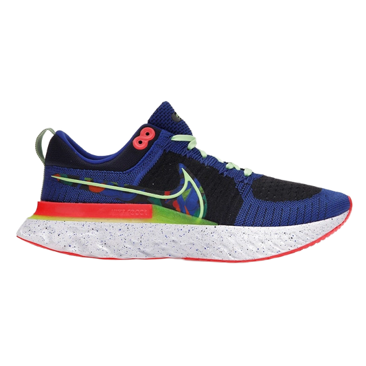 Nike Men's React Infinity Run Flyknit 2 Shoes - Obsidian / Racer Blue / Lime Glow / Bright Crimson - Shopsportive