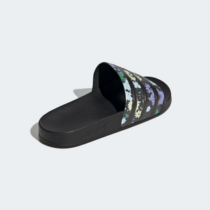 Adidas Adilette Slides - Core Black / Floral Sportive