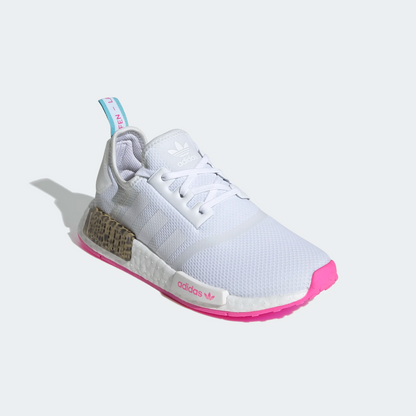 Adidas Kids' NMD R1 Shoes - Cloud White / Screaming Pink - Shopsportive
