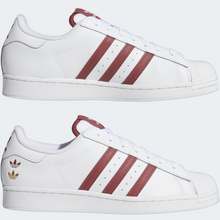 Load image into Gallery viewer, Adidas Men&#39;s Superstar Shoes - Cloud White / Quiet Crimson / Gold Foil Sportive
