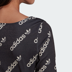 Adidas Women's Long Sleeve Crop Top - Black / White Sportive