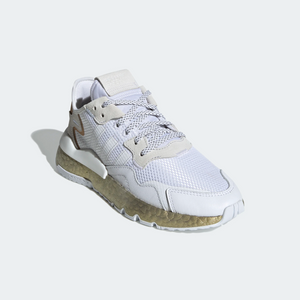 Adidas Women's Nite Jogger Shoes - Cloud White / Periwinkle / Gold Metallic Sportive