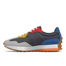 Load image into Gallery viewer, New Balance Men&#39;s 327 Shoes - Summer Fog / Black Blue / Yellow / Red Sportive
