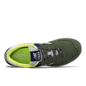 New Balance Men's 574 Shoes - Dark Covert Green / Blue Sportive