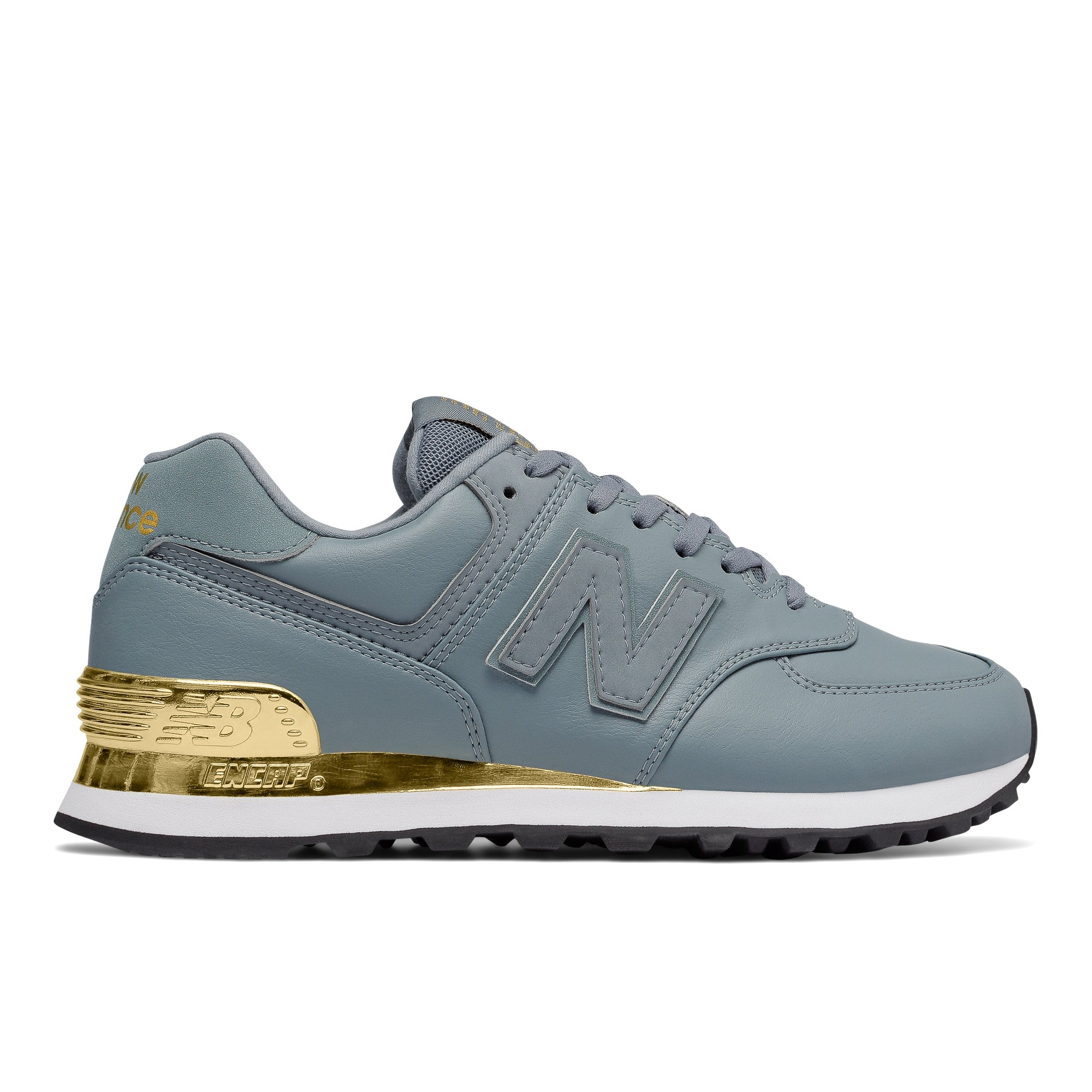 New Balance Women s 574 Gold Dip Shoes Slate Metallic Gold Sportive