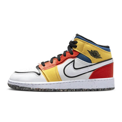 Nike Kids' Air Jordan 1 Mid Shoes - White / Black / Red / Yellow / Blue - Shopsportive